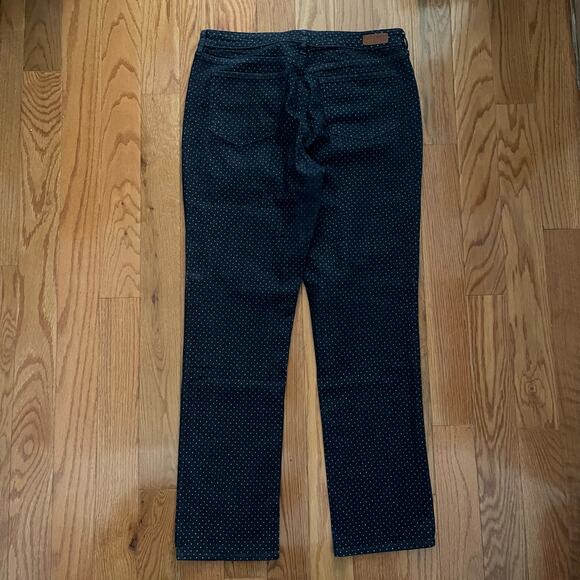 Lands' End Straight Leg Jeans Womens 14 Blue White Polka Dot Casual Denim Basic - Picture 2 of 10
